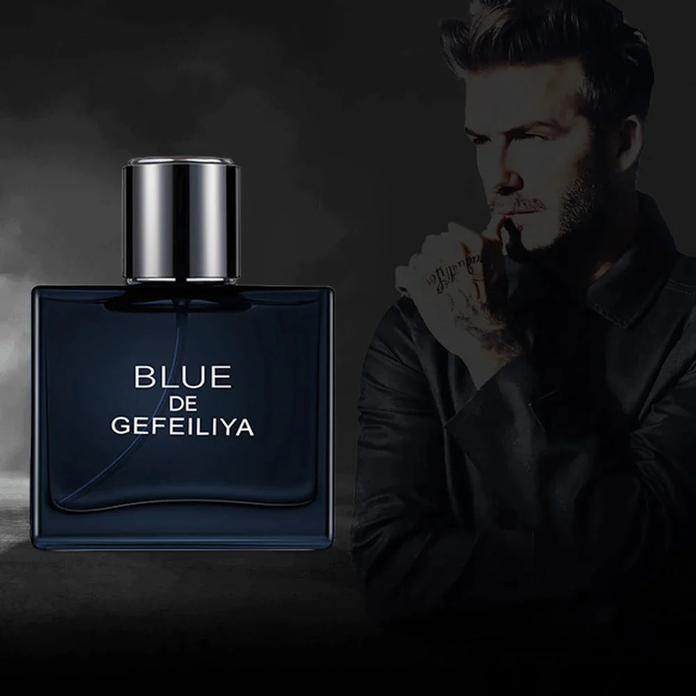 Azure cologne blue and black bottles together