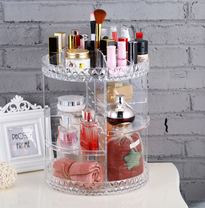 Diamond wave rotating makeup organizer DIY storage