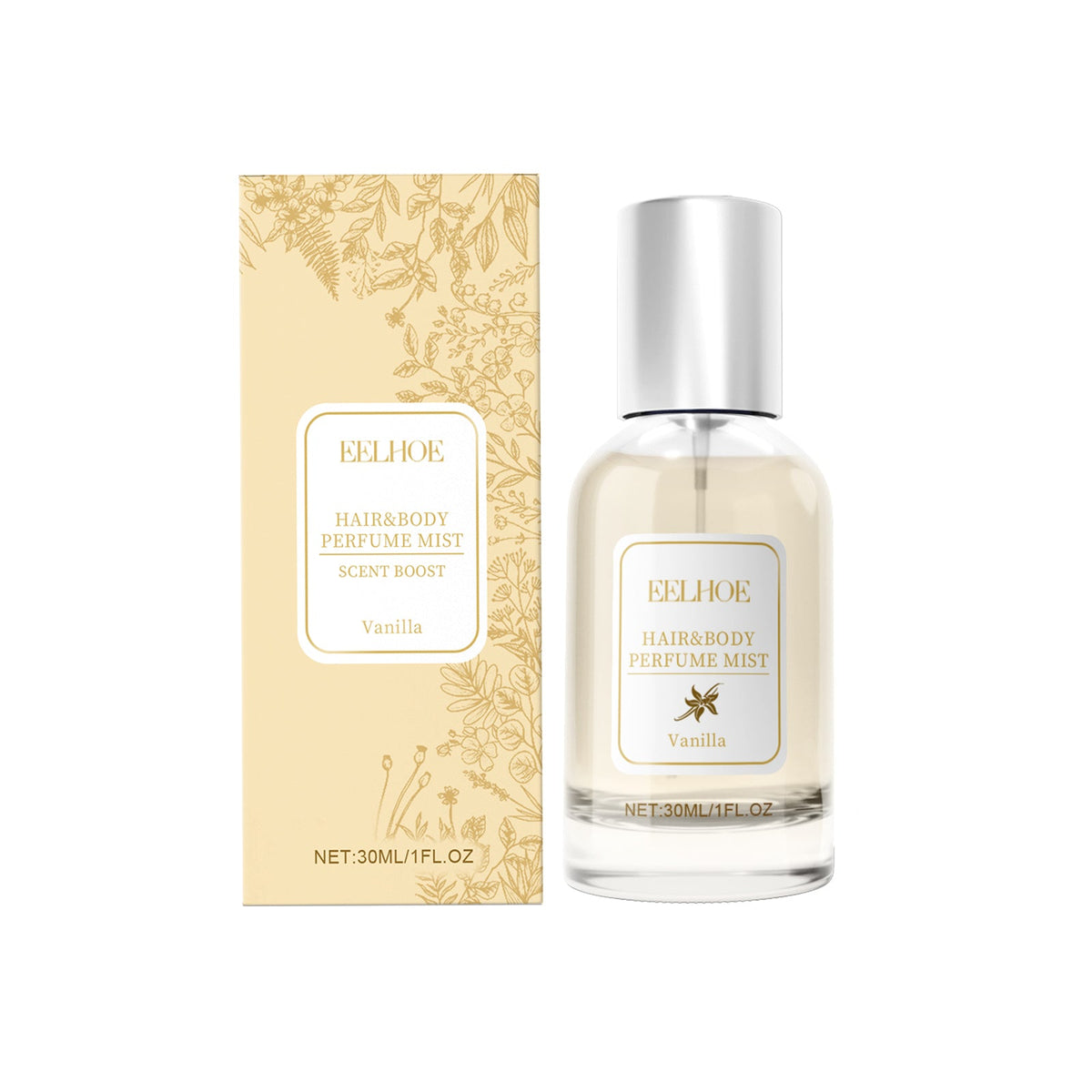 EELHOE vanilla perfume spray bottle held in hand