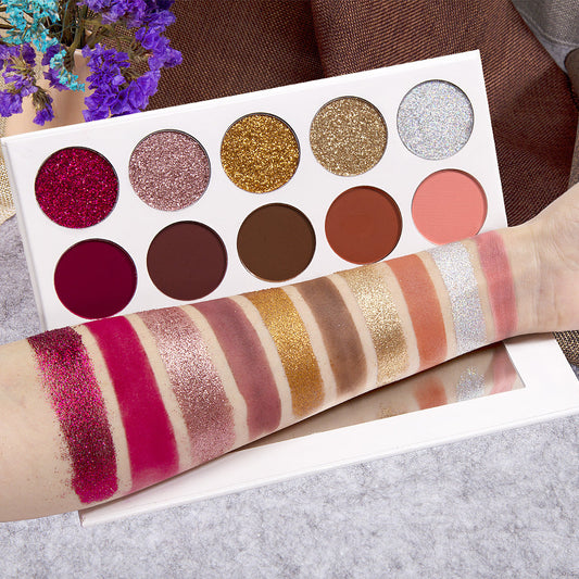 10-colour eyeshadow palette high-pigment shades