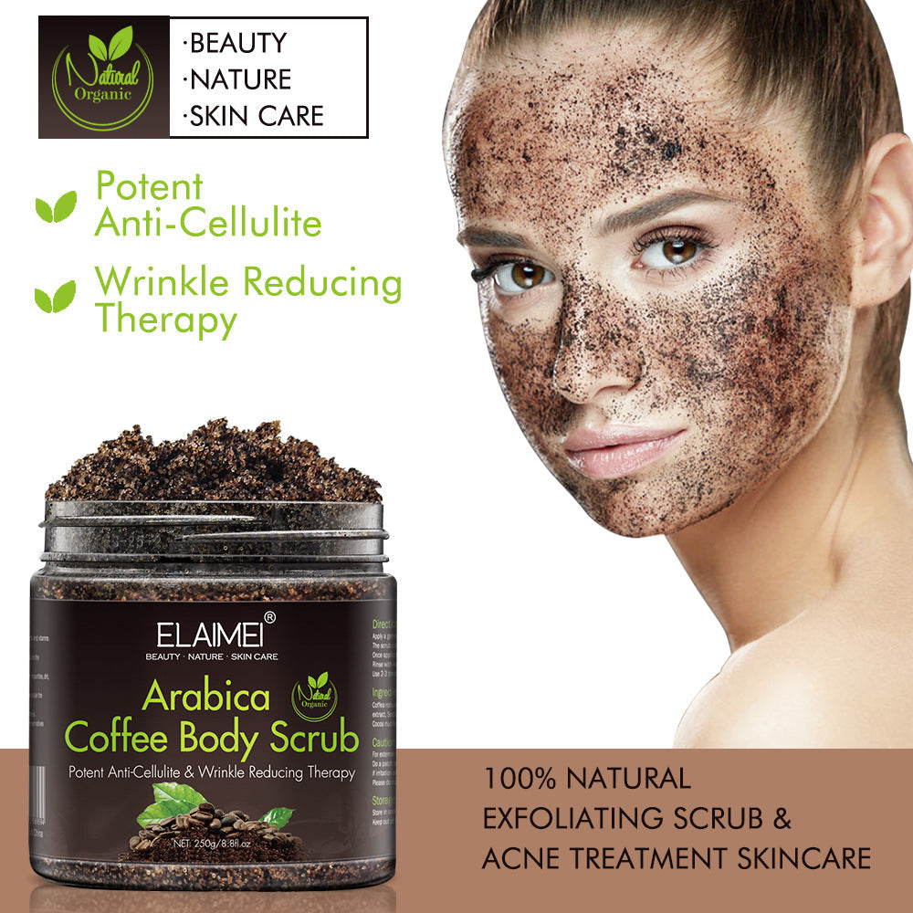 Before and after using coffee body scrub