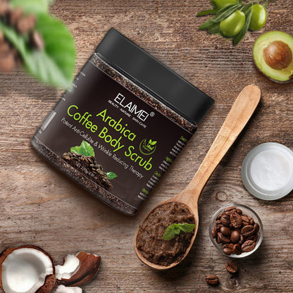 Applying coffee body scrub to skin