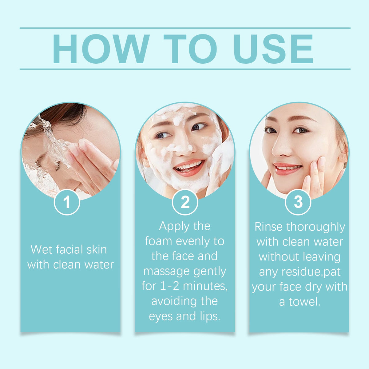 Using amino acid cleansing mousse on face