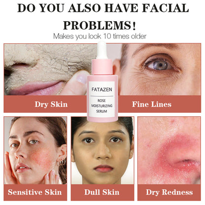 Before and after using rose facial serum