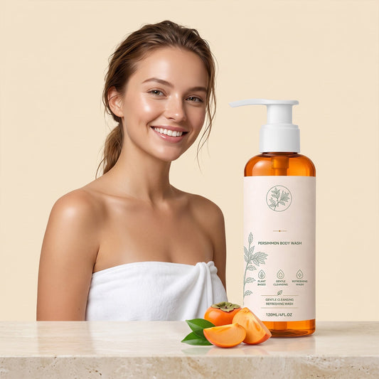 Persimmon body wash bottle packaging