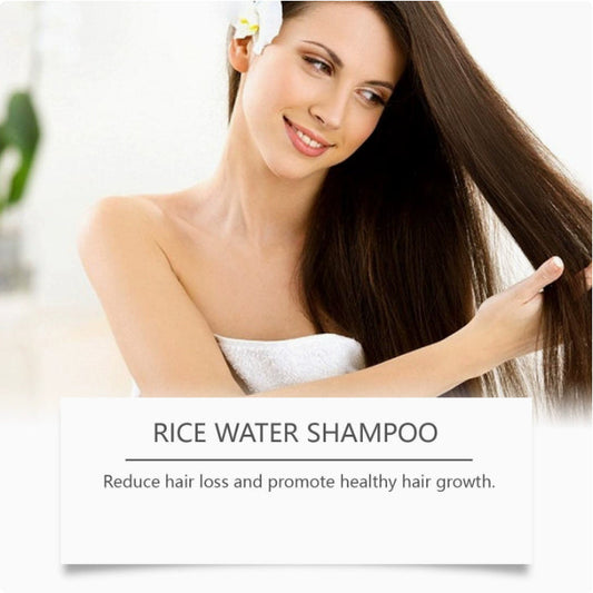 Rice water shampoo bottle close-up detail