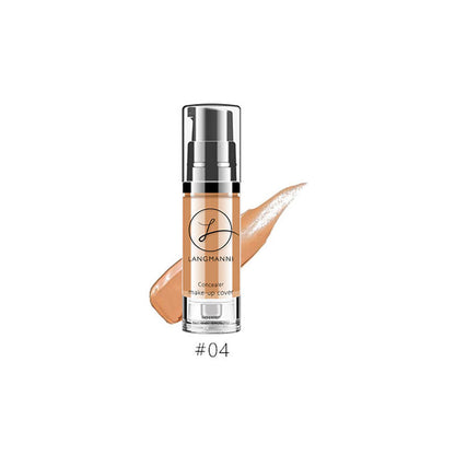 Six shades of waterproof liquid concealer foundation lined up