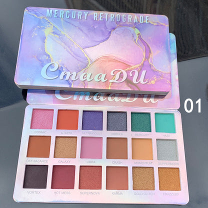 Applying glitter eyeshadow from 18-colour palette