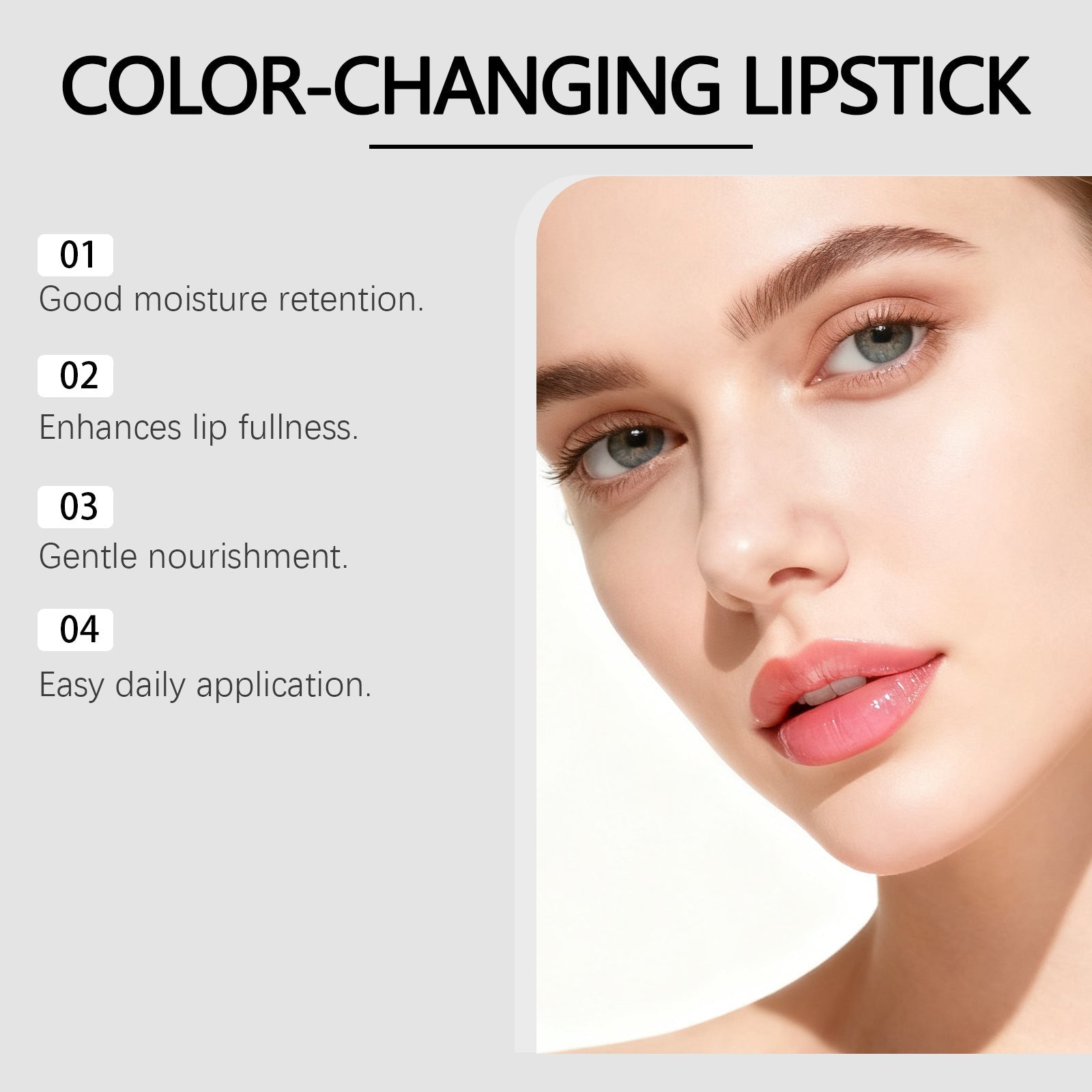 Colour-changing lipstick swatch before and after shift