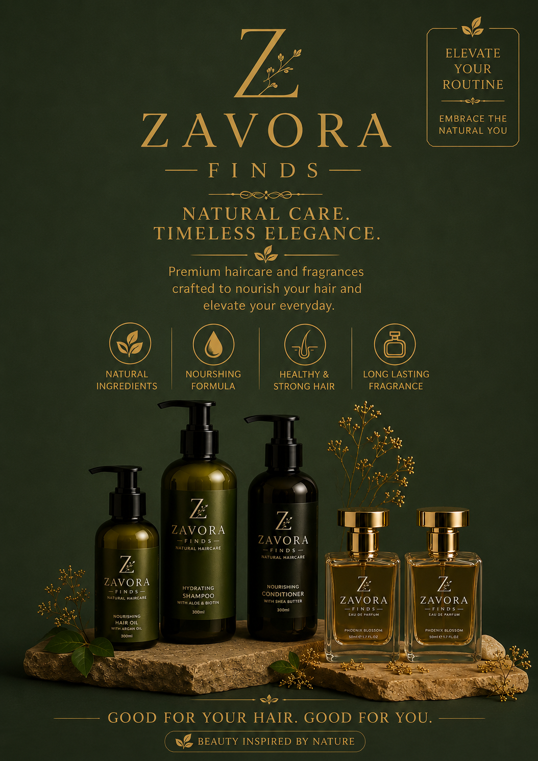 Zavora Finds homepage banner showcasing makeup and fragrance collection, mobile view