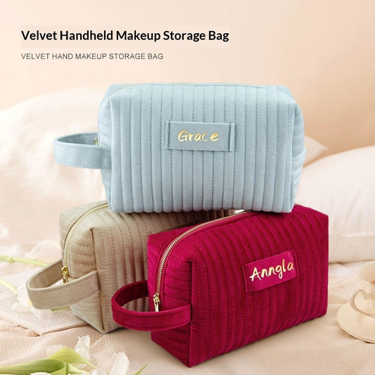Velvet portable makeup organizer bag large capacity