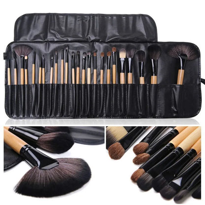 24-piece professional makeup brush set with carry bag