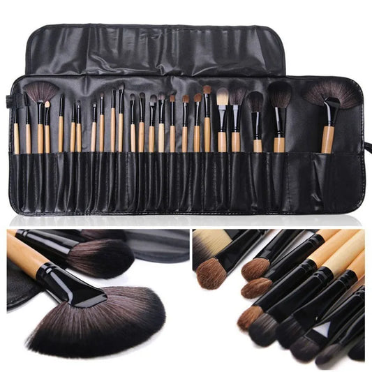 24-piece professional makeup brush set with carry bag