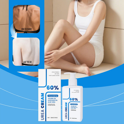 Before and after using urea body lotion on dry skin